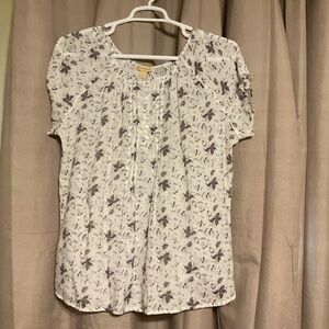 Floral White and Purple Women's Top